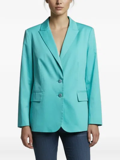 Pre-owned Marina Rinaldi Fitted Sateen Blazer In Blue