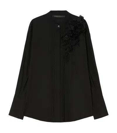 Marina Rinaldi Floral-detail Fieno Shirt In Black