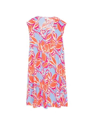Marina Rinaldi Floral Dress In Orange
