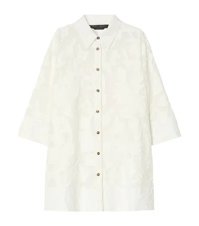 Marina Rinaldi Floral Jacquard Tunic Shirt In Neutral