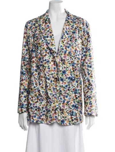 Pre-owned Marina Rinaldi Floral Print Blazer In Multicolor