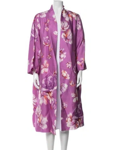 Pre-owned Marina Rinaldi Floral Print Coat W/ Tags In Pink