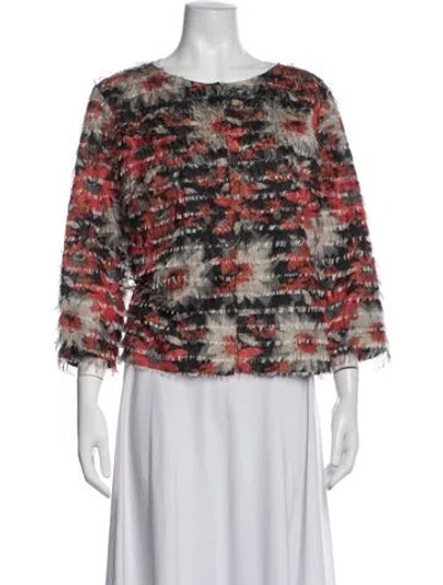 Pre-owned Marina Rinaldi Floral Print Jacket W/ Tags In Red