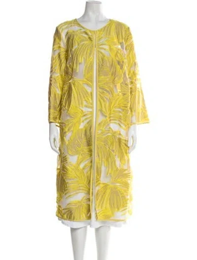 Pre-owned Marina Rinaldi Floral Print Jacket In Yellow