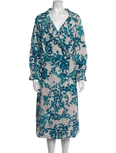 Pre-owned Marina Rinaldi Floral Print Midi Length Dress In Grey