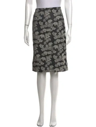 Pre-owned Marina Rinaldi Floral Print Midi Length Skirt In Grey