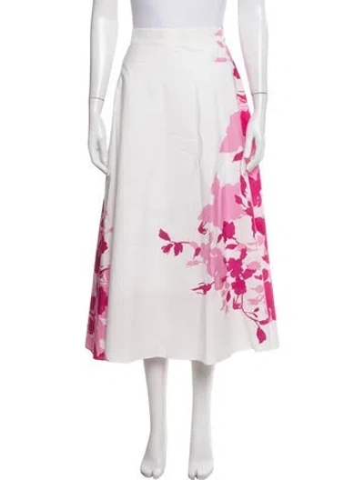 Pre-owned Marina Rinaldi Floral Print Midi Length Skirt W/ Tags In Pink