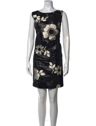 Pre-owned Marina Rinaldi Floral Print Mini Dress In Black