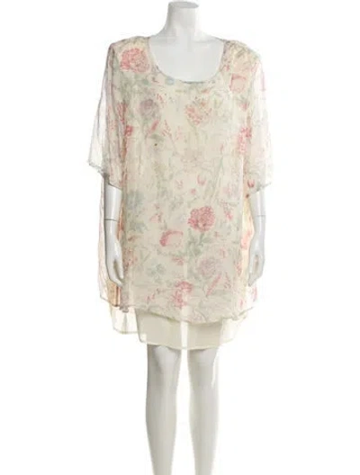 Pre-owned Marina Rinaldi Floral Print Mini Dress In Neutral