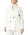 Marina Rinaldi Fox Double Breasted Blazer In White