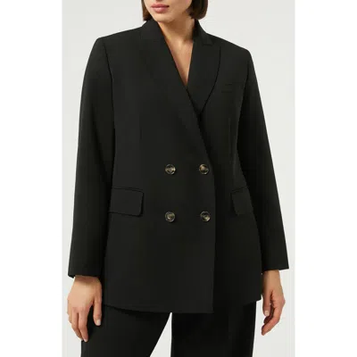 Marina Rinaldi Fox Double Breasted Jacket In Black