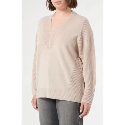 Marina Rinaldi Fulmine Virgin Wool V Neck Sweater In Turtledove