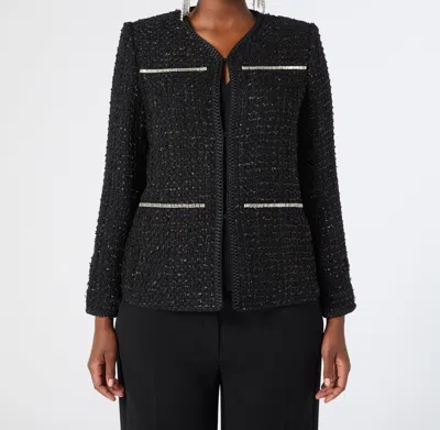 Marina Rinaldi Fungo Metallic Tweed Jacket In Black