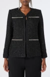 Marina Rinaldi Fungo Metallic Tweed Jacket In Black