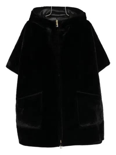 Marina Rinaldi Gel Hooded Zip Coat In Black