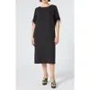Marina Rinaldi 2a Uscita Geode Drawstring Sleeve Midi Dress In Black