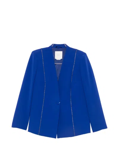 Marina Rinaldi Giusto Crystal-embellished Single-breasted Blazer In Blue