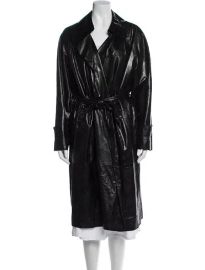 Pre-owned Marina Rinaldi Goat Leather Jacket In Black