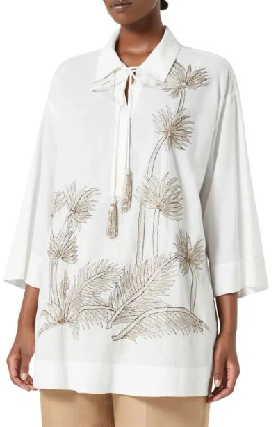 Marina Rinaldi Goya Beaded Jacket In Optical White