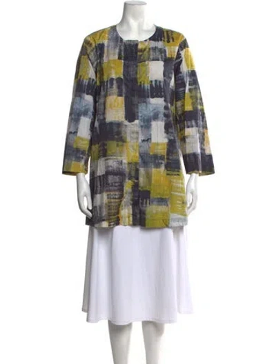 Pre-owned Marina Rinaldi Graphic Print Crew Neck Tunic In Green