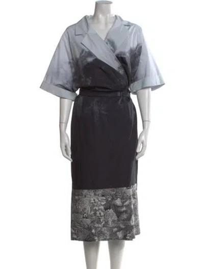 Pre-owned Marina Rinaldi Graphic Print Knee-length Dress W/ Tags In Black