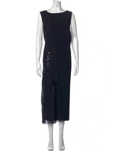 Pre-owned Marina Rinaldi Graphic Print Midi Length Dress In Blue