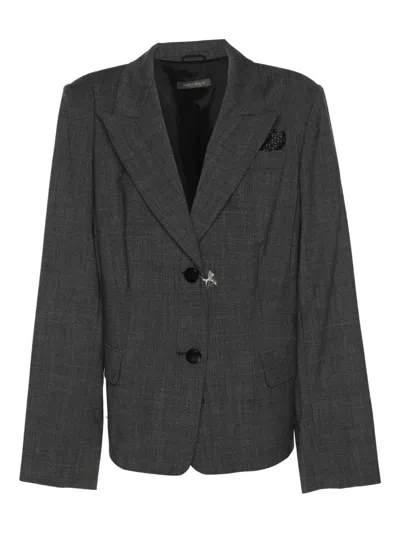Pre-owned Marina Rinaldi Peak-lapels Blazer In Gray