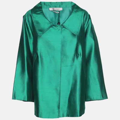 Pre-owned Marina Rinaldi Green Silk Top L