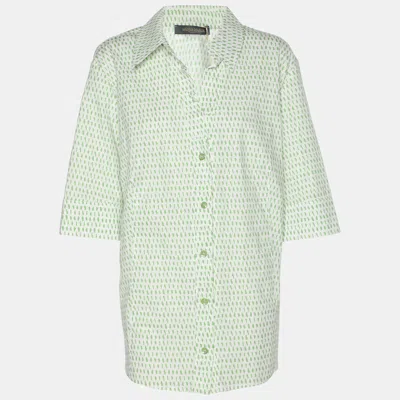 Marina Rinaldi Green Stretch Cotton Spot Print 3/4 Sleeve Shirt