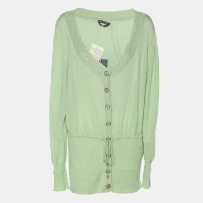 Pre-owned Marina Rinaldi Green Stretch Knit Cardigan Xl