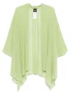 Shop Marina Rinaldi Green 'umberta' Open Blouse Semi-trasparent