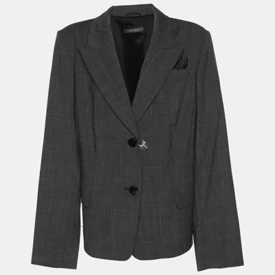 Pre-owned Marina Rinaldi Grey Fleece Wool Coat L In Gray