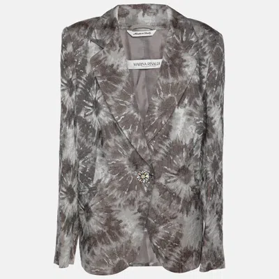 Marina Rinaldi Grey Jacquard Single Breasted Blazer In Gray