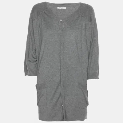 Marina Rinaldi Grey Knit Button Front Sweater In Gray