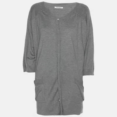 Pre-owned Marina Rinaldi Grey Knit Button Front Sweater Xl In Gray