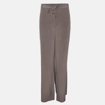 Marina Rinaldi Grey Silk Wide Leg Trouser In Gray
