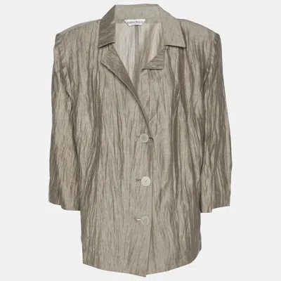 Marina Rinaldi Grey Texture Linen Blend Blazer In Neutral
