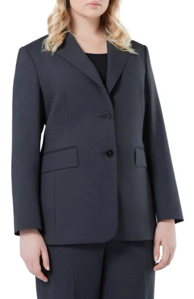Marina Rinaldi Harem Pickstitch Detail Virgin Wool Blazer In Blue