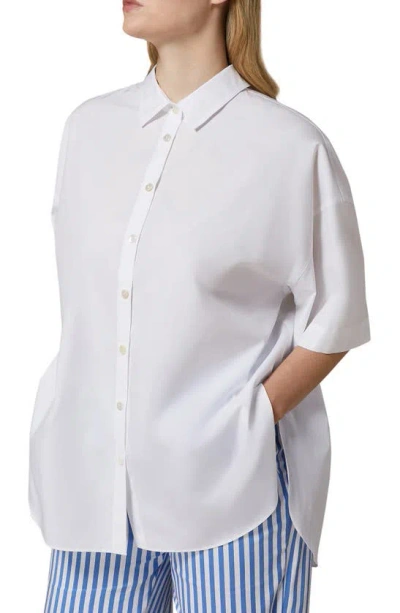 Marina Rinaldi Plus Size Fado Button-down Cotton Poplin Shirt In White