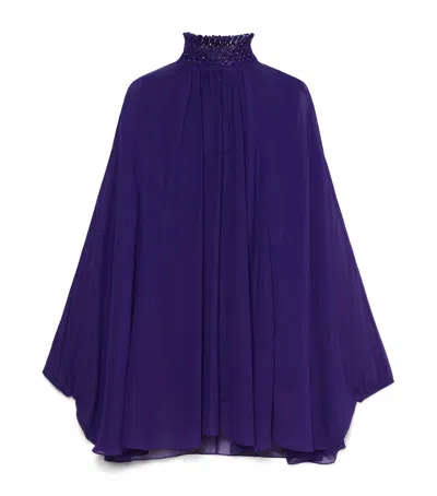 Marina Rinaldi High Neck Embellished Tunic In Purple