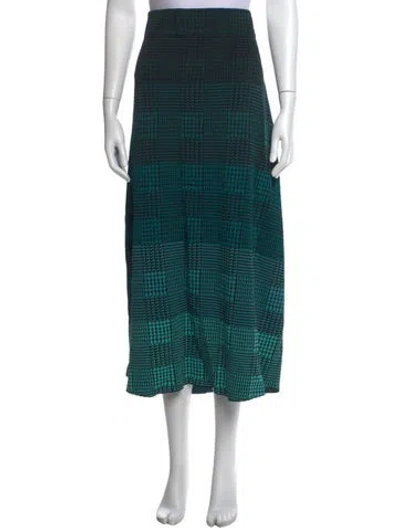 Pre-owned Marina Rinaldi Houndstooth Print Long Skirt In Green