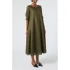 Marina Rinaldi 2a Uscita Kiens Raglan Sleeve Flared Dress In Khaki