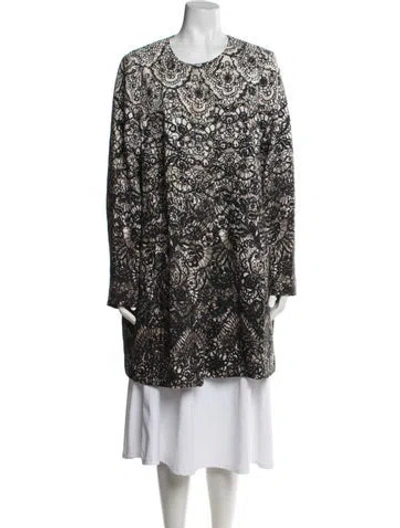 Pre-owned Marina Rinaldi Lace Pattern Coat In Blue
