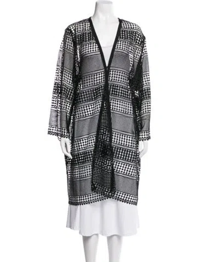 Pre-owned Marina Rinaldi Lace Pattern Coat W/ Tags In Black
