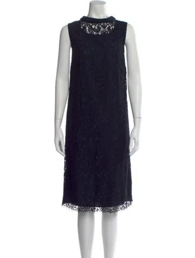Pre-owned Marina Rinaldi Lace Pattern Knee-length Dress In Blue