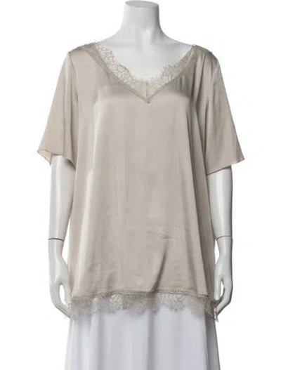Pre-owned Marina Rinaldi Lace Pattern Lace Trim Embellishment Pajamas In Neutrals