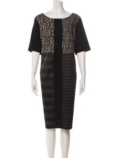 Pre-owned Marina Rinaldi Lace Pattern Midi Length Dress In Black