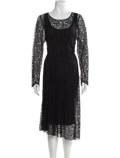 Pre-owned Marina Rinaldi Lace Pattern Midi Length Dress In Blue