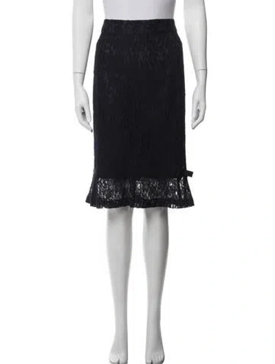 Pre-owned Marina Rinaldi Lace Pattern Midi Length Skirt In Blue