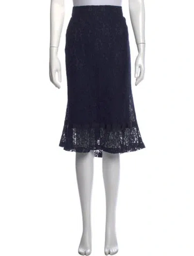 Pre-owned Marina Rinaldi Lace Pattern Midi Length Skirt In Blue